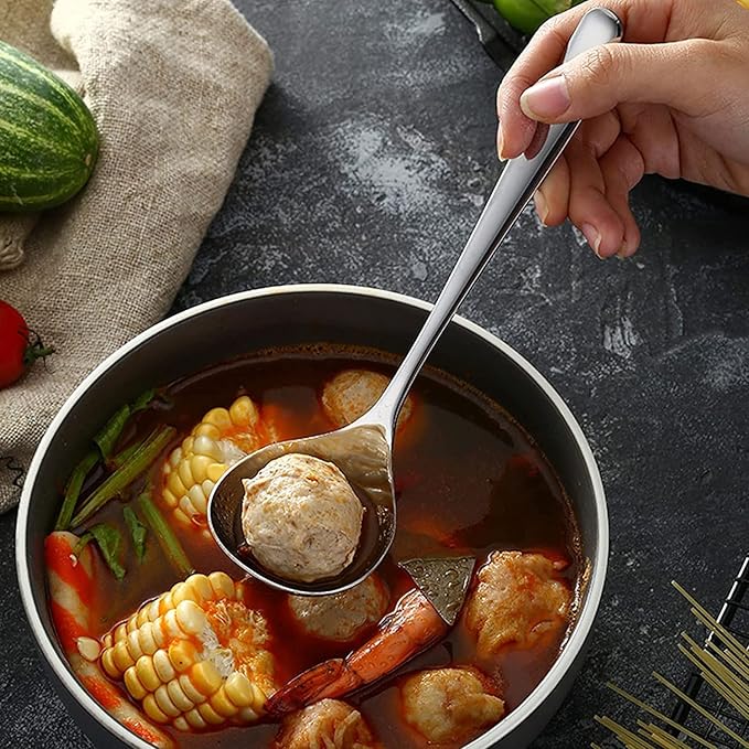 Comicfs 4 Pack Small Ladle Sauce Ladle SUS 304 Stainless Steel Small Serving Ladles Gravy Soup Spoon Ladles 8-Inch (Silver)