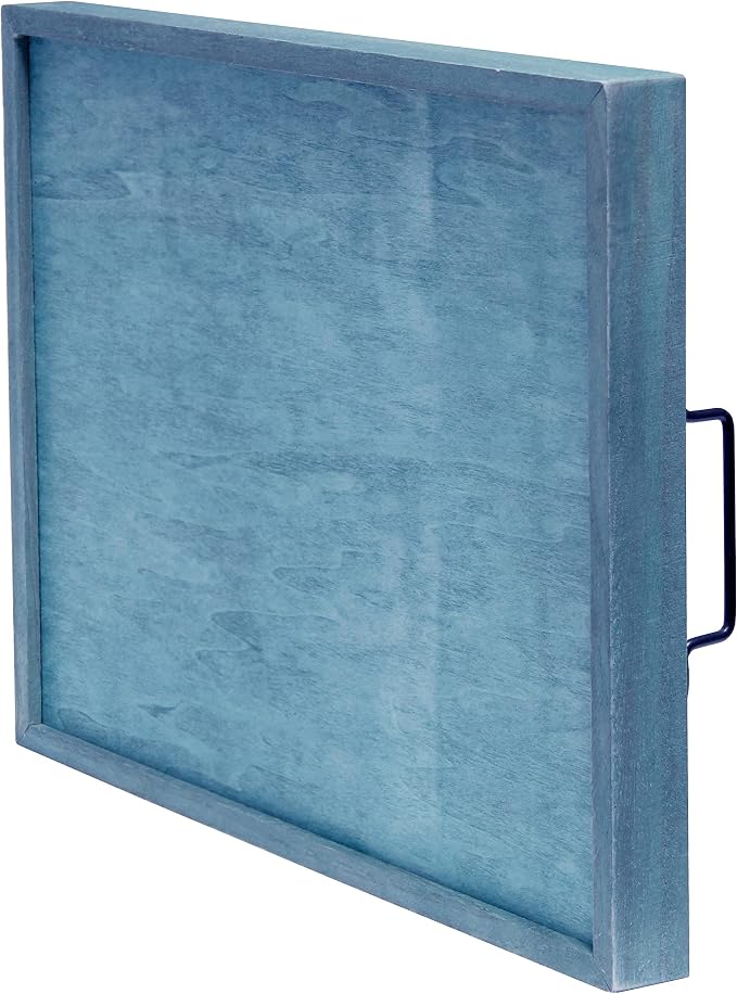 Elegant Designs HG2000-BST Summer Sun Palm Tree Beach Decorative Wood Serving Tray w/Handles, 15.50'' x 12'', Summertime, Blue
