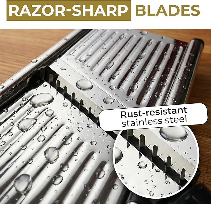 Gramercy Adjustable Mandoline Food Slicer, Mandoline Slicer for Kitchen, Mandolin, Potato, Tomato, Carrot, Vegetable, Fruit and Onion Cutter - Stainless Steel - INCLUDING 1 Pair Cut-Resistant Gloves