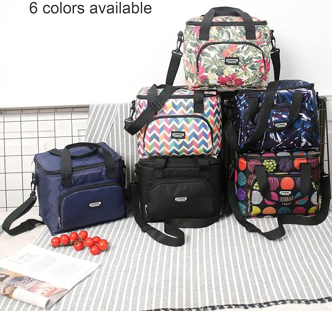 Reusable Insulated Thermal Lunch Bag Cute Lunch Box for Adult Women Work Office Outdoor Travel Picnic Beach BBQ party (Polka Dot)
