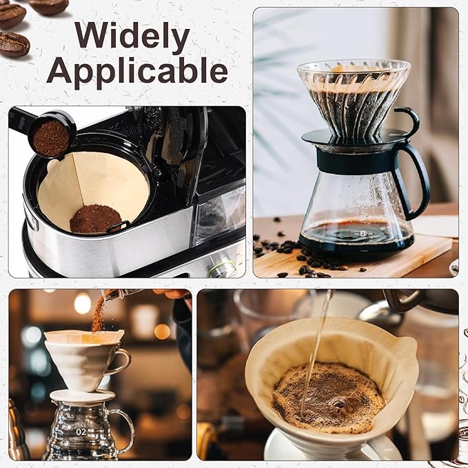 240Pcs Coffee Filters #4, Unbleached Natural Coffee Filters 8-12 Cup, Disposable Coffee Filters, Cone Paper Compatible with Ninja Coffee Maker, Pour Over and Drip Coffee Maker