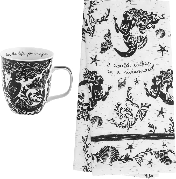 Karma Gifts, Boho Mug & Boho Tea Towel Set, Mermaid