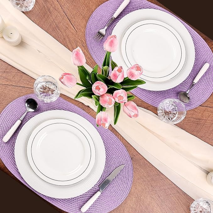 AHHFSMEI Placemats Set of 4 for Dining Table Washable Woven Non-Slip 18x12 inches Placemat Heat-Resistant Durable Table Mats for Dining Table Easy to Clean(Lavender Purple 4)
