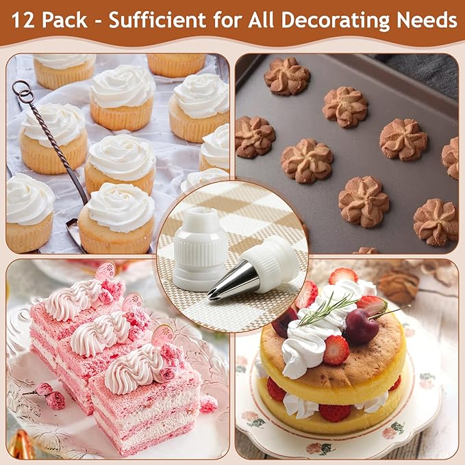 12 Pack Piping Bag Couplers, Standard Plastic Couplers for Piping Tips and Icing Nozzles