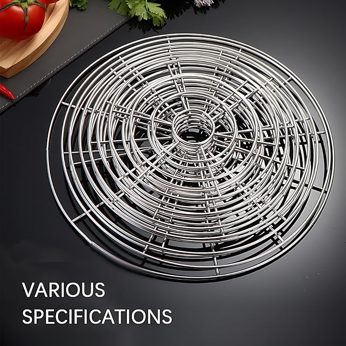 Dia 10.8" Round Cooking Rack Set of 2 Stainless Steel Steamer Rack Grilling Rack Canning Rack Cooling Rack for Baking Canning Cooking (1 PCS,11"/28cm)