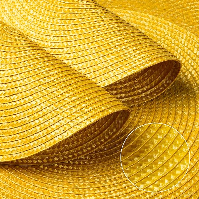 FunWheat Round Braided Placemats Set of 6 Place Mats for Dining Tables Woven Washable Non-Slip Table mats Small 13 inch(S Yellow, 6pcs)