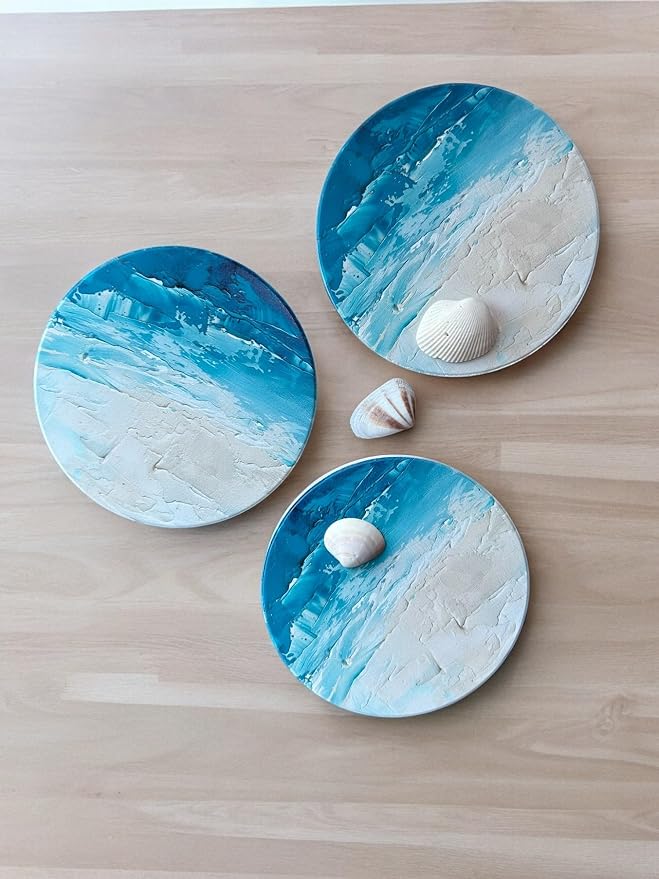 Colorful Ceramic Marble Coasters Set of 6, Cute Moisture Absorbing Coaster, Coffee Table Decor, Stone Absorbent Drink Coasters