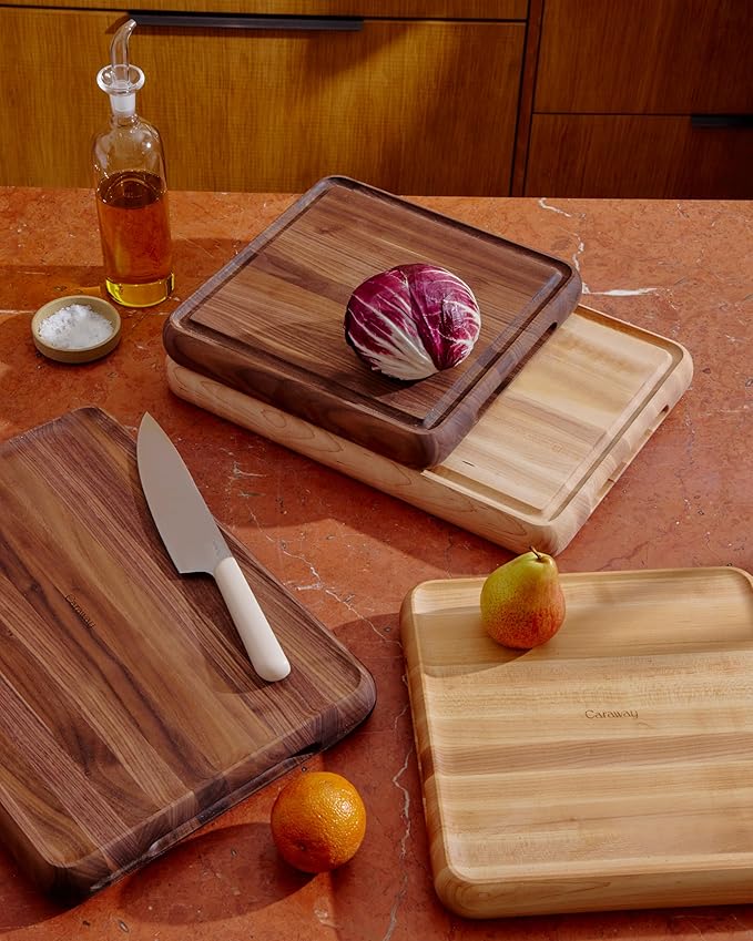 Caraway 12” Prep & Serve Butcher Block, Wood Cutting Board for Kitchen, Square Dual-Sided Chopping Block for Prep, Presentation, and Serving, Maple