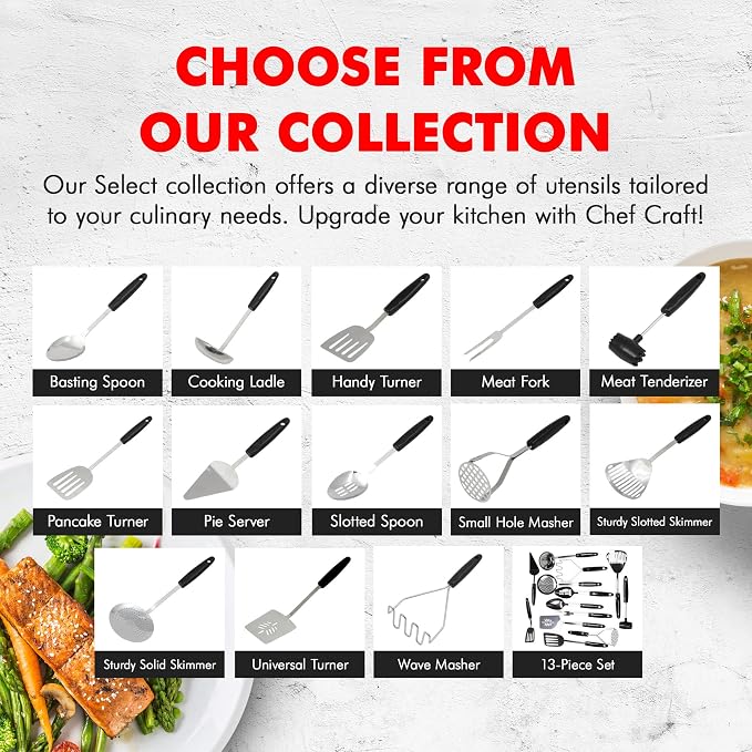 Chef Craft 13 Piece Select Stainless Steel Kitchen Tool Set