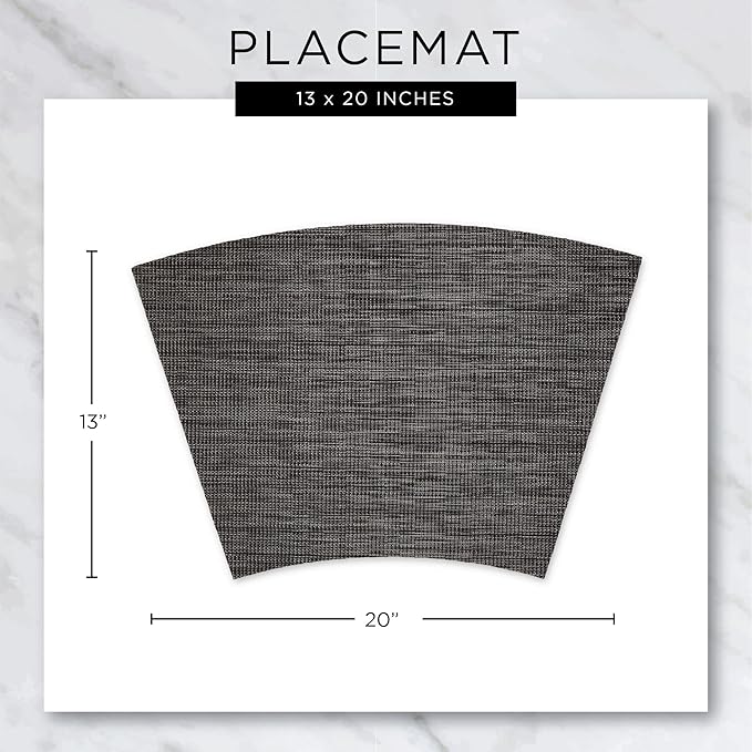 DII PVC Tabletop Collection Placemat Set, Wedge, 13x20, Blue, 6 Piece