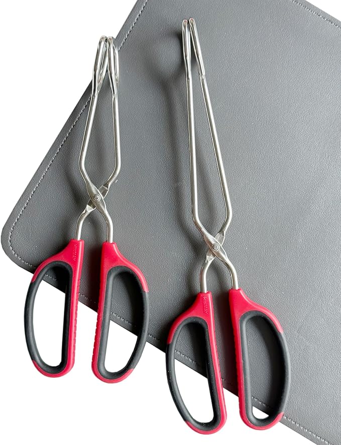 HINMAY Stainless Steel Scissor Tongs 10-Inch and 12-Inch Set, Set of 2