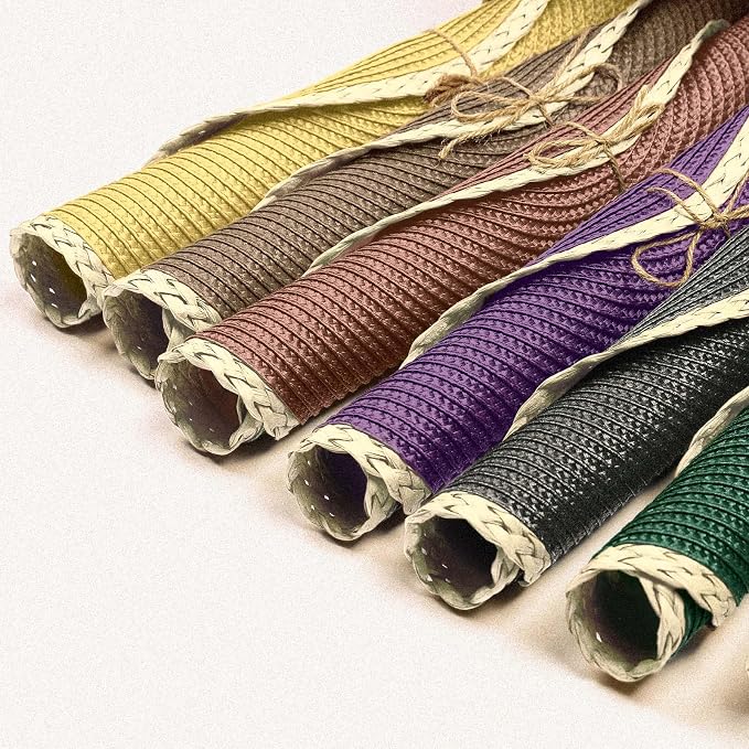 Noctiflorous Braided Round Placemats Set of 6, 15 Inch Woven Table Mats, Non-Slip Washable Thin Edge Place Mats for Kitchen Dining Table Decor (Dark Gray, 6)
