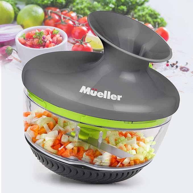 Mueller Rolling Food Chopper Manual Hand, Shaker, Mixer, Cutter, Slicer, Zester Pro - Strongest - 30% Heavier Duty Multi Vegetable-Fruit-Spice-Kitchen Tool/Utensil, Large