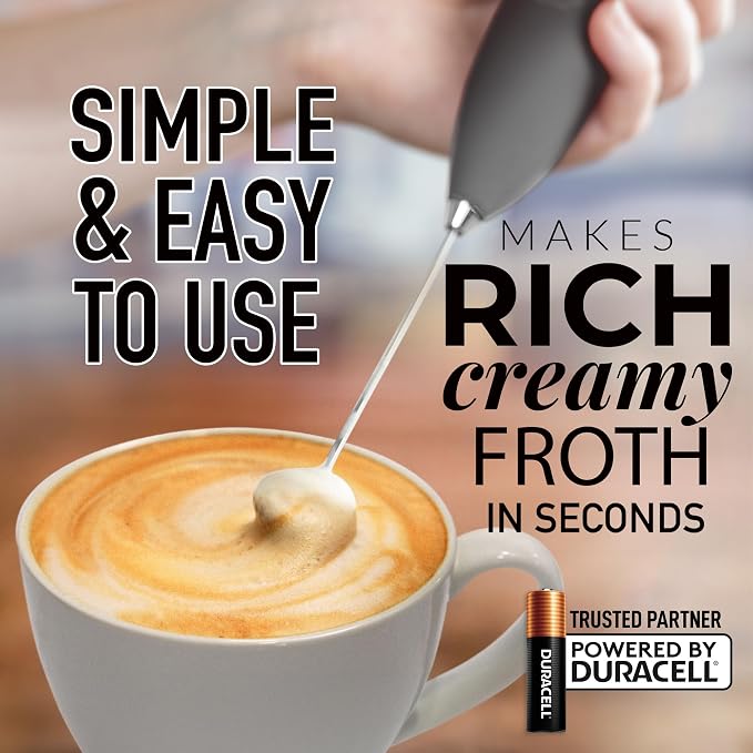 Zulay Powerful Milk Frother for Coffee with Upgraded Titanium Motor - Handheld Electric Whisk, Milk Foamer, Mini Mixer & Coffee Blender for Frappe, Latte, Matcha, No Stand - Quantum Gray