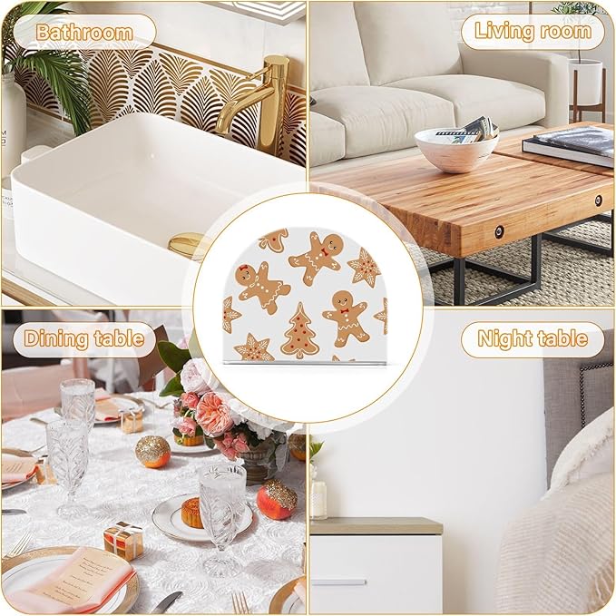 Acrylic Fall Napkin Holder for Table Kitchen Christmas Gingerbread Cocktail Dinner Napkin Holders Paper Towel Dispenser Countertop Modern Home Decor