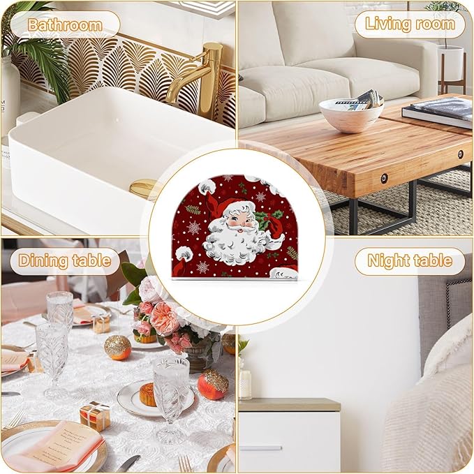 Acrylic Fall Napkin Holder for Table Kitchen Christmas Santa Claus Cocktail Dinner Napkin Holders Paper Towel Dispenser Countertop Modern Home Decor