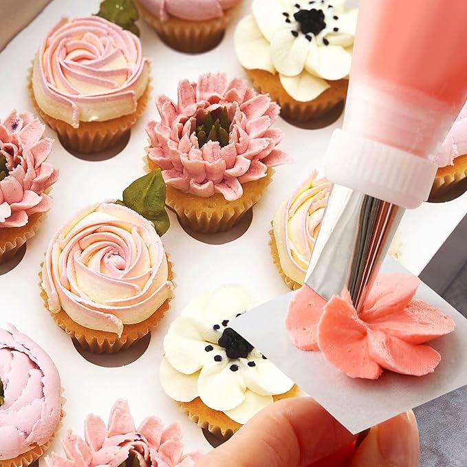 Dr.Pedi Leaf Piping Bags and Tips Set 7 Pieces Piping Tips Set Cake Decorating Tips Icing Piping Nozzles Set Cupcake Decorating Kit Cupcake Pastry Tool Stainless Steel