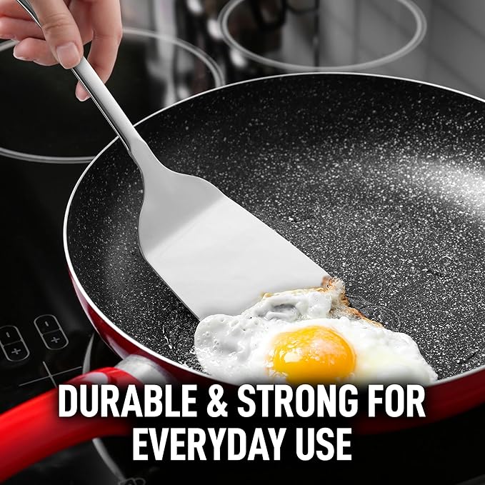 Zulay Kitchen Stainless Steel Solid Spatula - 15” Large Metal Turner for Cooking, Frying & Grilling - Durable, Heat-Resistant & Dishwasher Safe Kitchen Utensil for Everyday Use