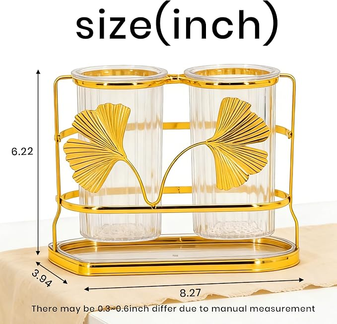 Transparent Double Barrel Square Cup Utensil Holder for Kitchen Counter, Large Capacity Silverware Caddy with Drainage System, Rust Resistant Freestanding Utensil (Double bucket round cup)