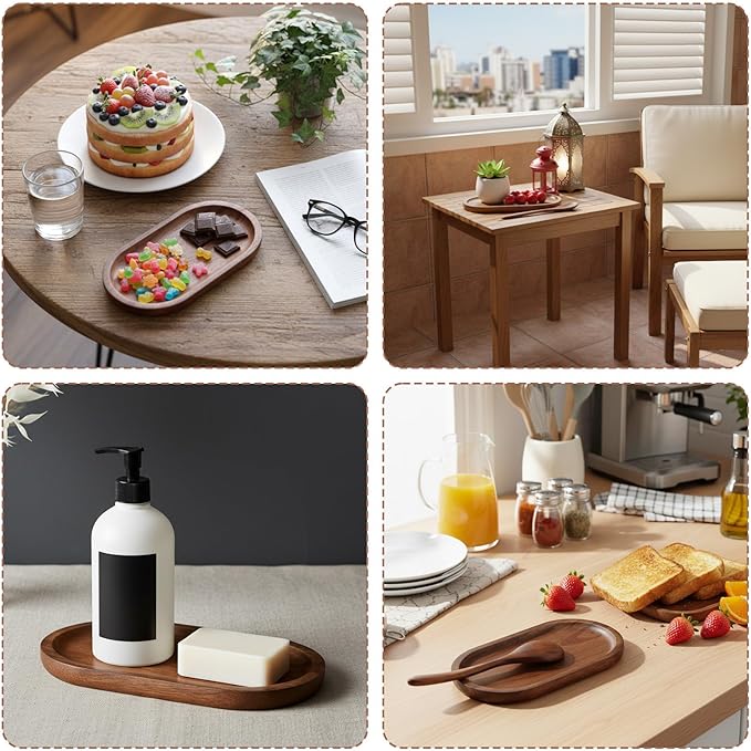 Grevosea Oval Wooden Serving Tray, Cracker Tray Small Wood Platter for Food BBQ Serve Cheese Sushi Snacks and Decor Perfect for Coffee Table Ottoman and Kitchen 7.2" x 4"