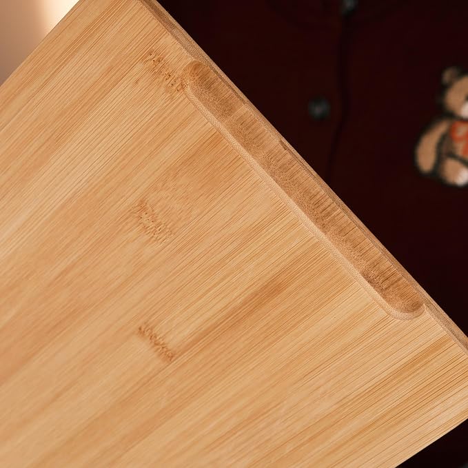 Bamboo Cutting Board, Durable Kitchen Wood Boards with Deep Juice Grooves & Easy-Grip Handles, Perfect for Meat, Vegetables, Fruits & Charcuterie, Ideal Gift for Home Cooks