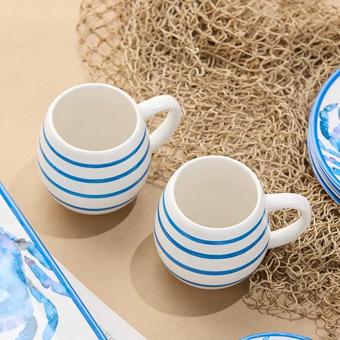 Dockside Blue Stoneware Mug Set – Set of 4, 20 oz Coastal-inspired blue, Chip-Resistant. Perfect for enjoying coffee, tea, hot chocolate, or your favorite warm beverage.