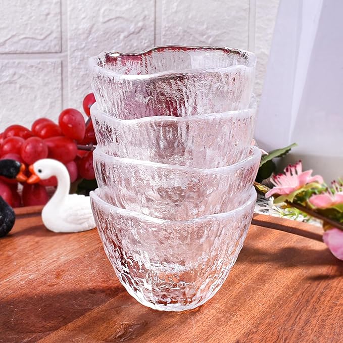 Glass Shot Cups Set of 6-1.7oz Hammered Texture Tasting Glasses for Sake, Espresso & Whiskey - Small 50ml Clear Spirit Glassware for Home Bar, Mini Tea Cups, Artisanal Barware Set