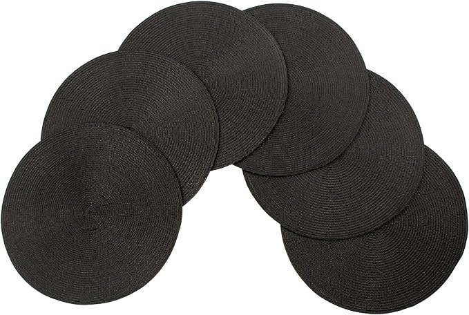 Vienna Woven Spiral Table Placemats 15 Inches Round Set of 6 Non-Slip Dining