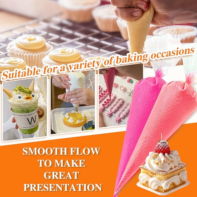 Piping Bags, Piping Bags Disposable Thickend, Large Piping Bags for Cake Decorating, Icing, Buttercream, Baking, and Cooking (16 Inches 500Pcs)