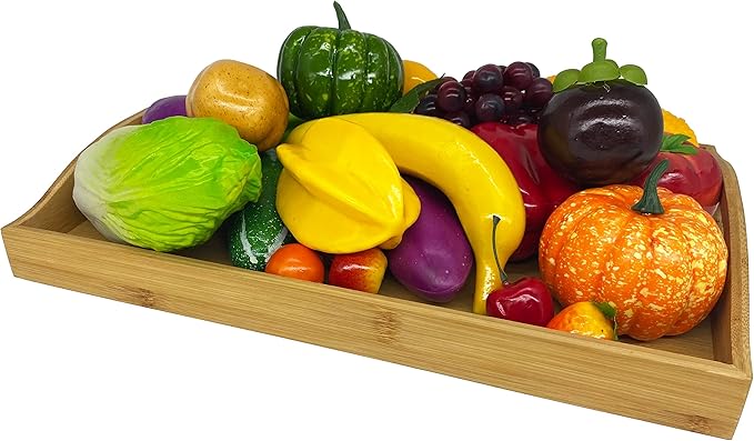 Bamboo Serving Tray Dinner Plates Cheese Board 16.5"x11.8"(42x30cm with Handle