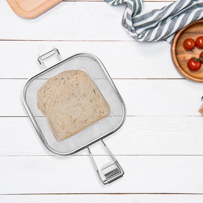 Stainless Steel Bread Baking Cooling Rack with Sandwich Grill Net, Multi-purpose Oven Baking Tool for Fast Sandwich Making and Bread Cooling