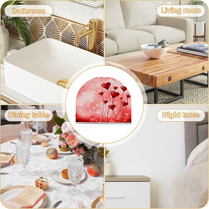 Valentine's Day Pink Hearts Napkin Holder for Tables Paper Cocktail Napkin Holders for Kitchen and Dinning, Acrylic Dinner Napkin Dispenser for Restaurant Home Decor Bar Accessories 2 Pack