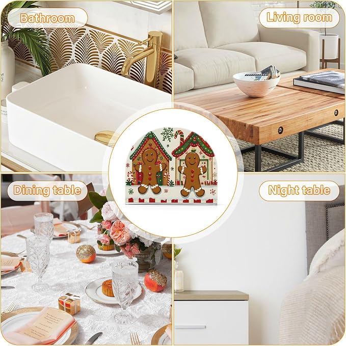 Christmas Gingerbread Napkin Holder for Tables Paper Cocktail Napkin Holders for Kitchen and Dinning, Acrylic Dinner Napkin Dispenser for Restaurant Home Decor Bar Accessories 1 Pack