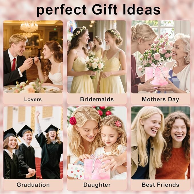 Personalized Gifts for Women Flower Glass Coffee Mug Initial Tea Cup Monogrammed Customized Bridesmaid Bride Wedding Gifts Graduation Gifts Valentine Mother's Day Birthday Christmas Gift (T)