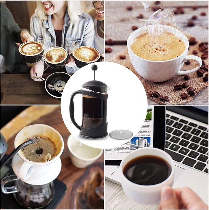 Boao 18 Packs French Press Replacement Cafetiere Filter Mesh Screen Coffee French Press Filters, 4 Inch Stainless Steel Reusable, for 8 Cup/ 34 OZ/ 1000 ml Coffee Tea Makers