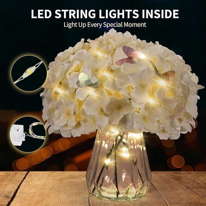 64 PCS Silk Hydrangea Flowers with Detachable Stems, Full Artificial Hydrangea Heads for Wedding Centerpieces, Bridal Shower Bouquets, DIY Floral Arrangements & Home Decor