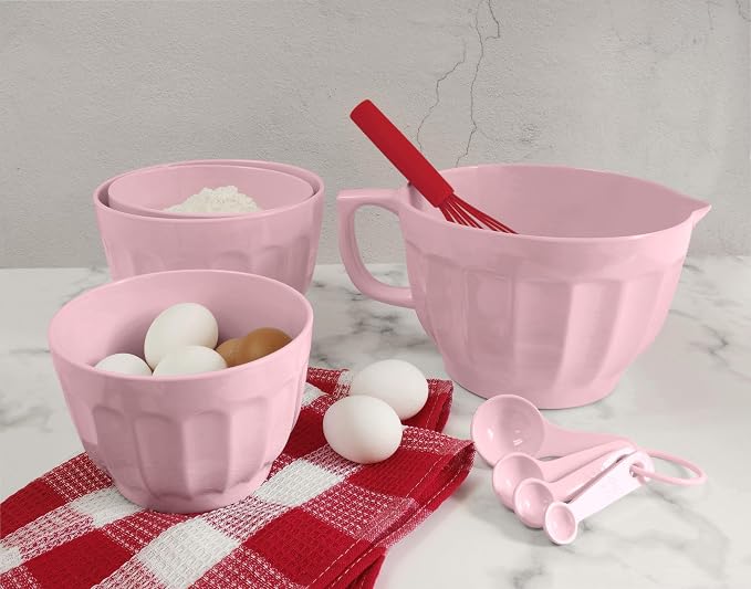 UP 4-Piece Latte Style Melamine Measuring Cups Set, Professional Nesting Baking and Cooking Tools for Liquid and Dry Ingredients, Pink