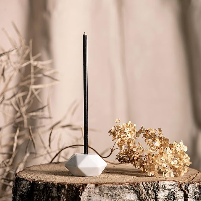 Set of 2 Danilovo Taper Candle Holder - Handcrafted, Sturdy Ceramic Thin Candlesticks Holder - Ideal Luxury White Home Decor for Any Occasion