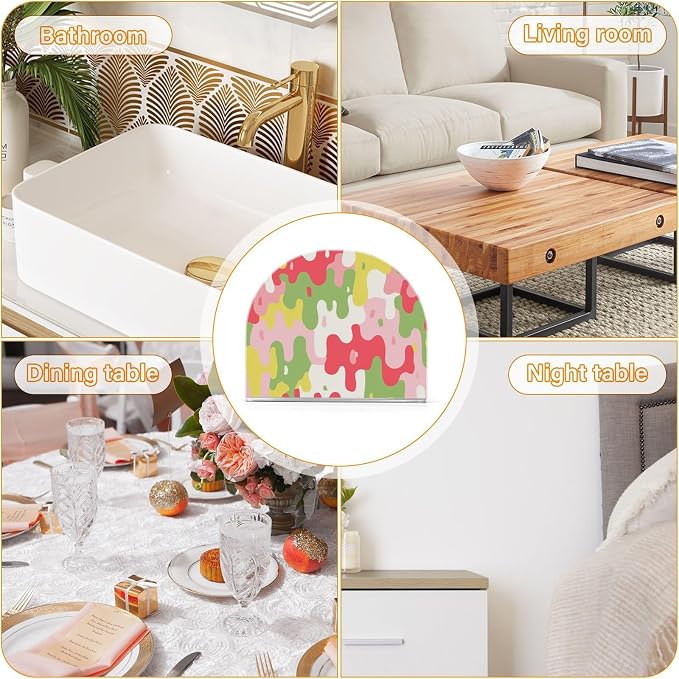 Napkin Holder Acrylic Napkin Holder for Table Kitchen Party Restaurant U Shaped Upright Napkin Dispenser Organizer Colorful Drips