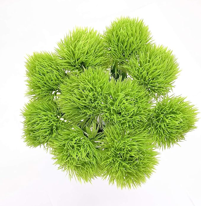 CATTREE Artificial Dandelion Flowers, Plastic Plants Shrubs Bushes Fake Grass Wedding Indoor Outdoor Home Garden Arrangements Party Decoration Planting Filler - Green 10 Pcs