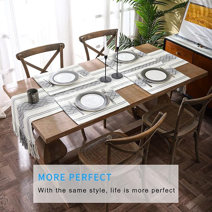 Elegant Thick placemats for Dining Table Decor Farmhouse Heat Resistant Table Place mats Set of 6 Quality Woven Cloth Placemats Washable Dinner mats (Grey, 6)