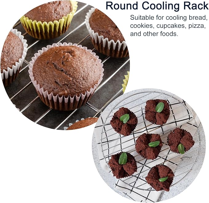 uxcell 3Pcs 7-7/8",8-11/16",11" Round Cooling Rack, Roasting Baking Steaming Cooling Rack, Stainless Steel Cooking Grid Grill for Oven, Air Fryer, Silver