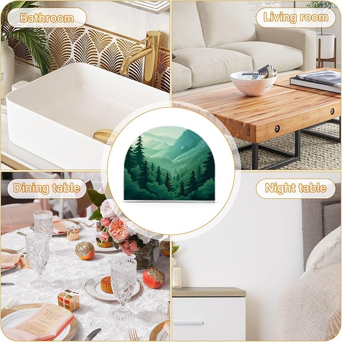 Napkin Holder Acrylic Napkin Holder for Table Kitchen Party Restaurant U Shaped Upright Napkin Dispenser Organizer Mountain Forest Trees Green 02
