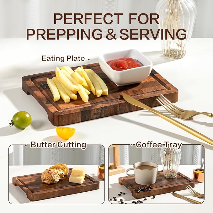 Walnut Wood Cutting Board, Small End Grain Cutting Boards for Kitchen, Compact Size, Lightweight & Durable for Cheese and Small Prep, 9"x6"x0.8"
