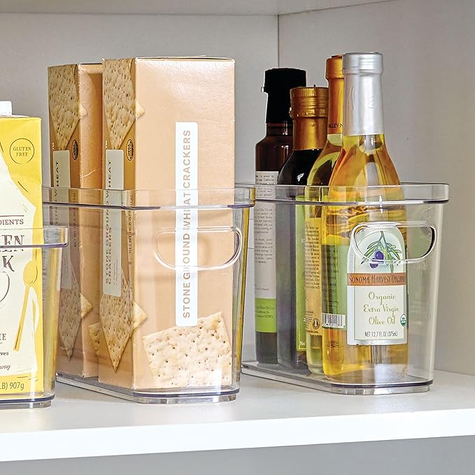 iDesign Plastic Pantry Bin for Kitchen Organizing - Storage Bin with Handles - Set of 2 - Clear