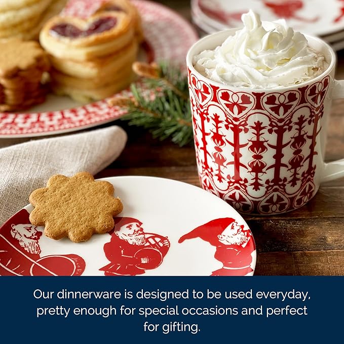 Caskata Casablanca Crimson Oversized Mugs Set of 4 | High-Design Premium Red Lead-Free Porcelain Mug Set for Entertaining or Everyday | Unique Party Mugs for Wedding or Birthdays | 14 oz