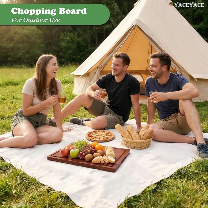 Wood Cutting Boards for Kitchen, Medium 15"x10" Acacia Wood Cutting Board with Juice Groove, Thick Chopping Board for Meat, Cheese,Fruits