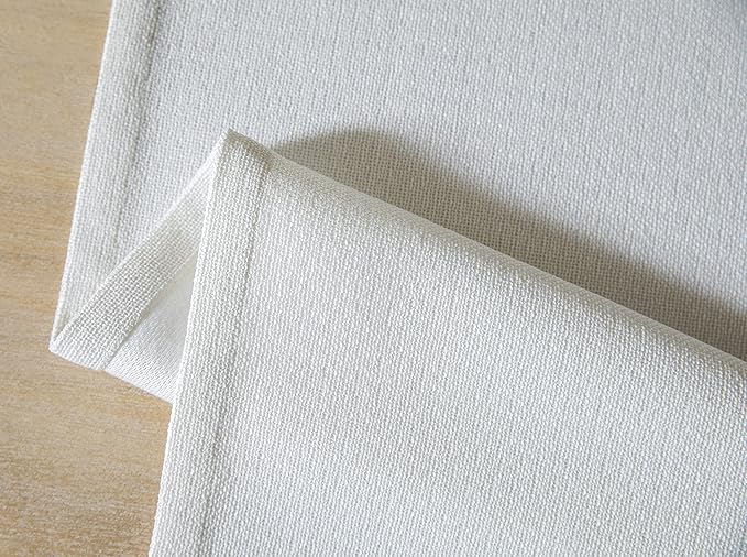 ZeeMart Burlap Style Farmhouse Table Runners 48 Inches Long, White Rustic Woven Dining Table Runner for Everyday Use, 14x48 Inches, White