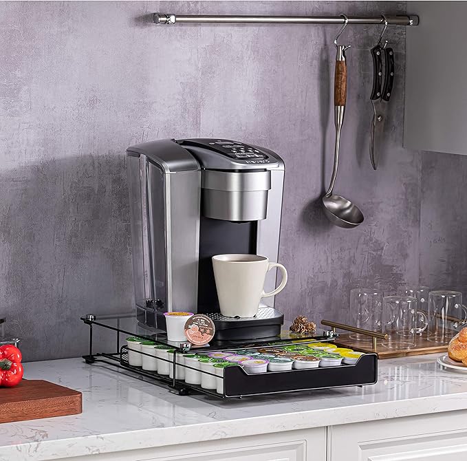 K-Cup Storage Coffee Capsules Pod Holder Glass Top Drawer Capsule Display Storage for k-cup 42pods