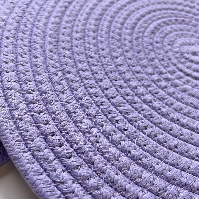 WAZAIGUR Round Placemats Washable Thick Cotton Absorbent 13 inch Round Table Mats for Kitchen Dining Table Set of 4 Round Woven Fabric Indoor/Outdoor Place Mats (Purple, 4)